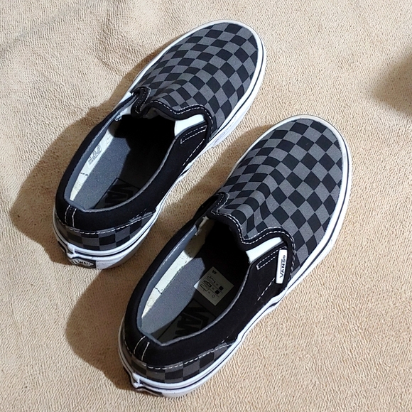 NWOT * VANS * KID'S SIZE 2 * BLACK/GRAY CHECKER PRINT * SLIP-ON * OFF THE WALL - Picture 5 of 11